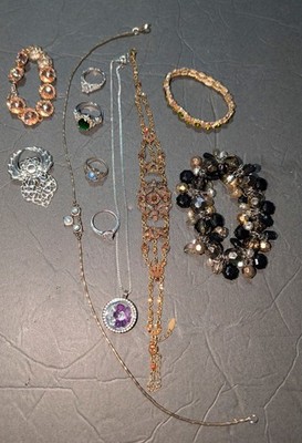 Vintage To Now Eclectic Rhinestone Jewelry Lot Several Signed Pieces Included