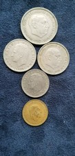 5 Spain coins set 1,50 pesetas 1975,2,25 pes 1957 y 1975,1,5 pesetas 1976,1,1966