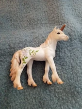 Schleich 2009 Bayales Fantasy Figurine Unicorn Foal Fink Flowers Floral 3.5"
