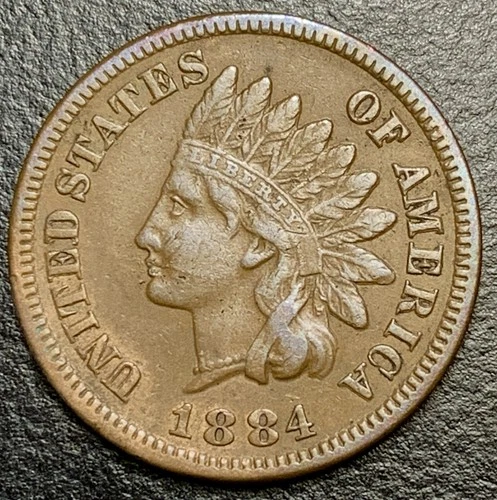 1884 Indian Head Cent Penny IHC 1c BETTER DATE Original VF+/XF Full LIBERTY