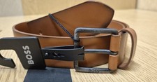 Hugo Boss Men’s Jeeko Leather Belt in Medium Brown Size 85, 32”, New