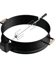 Black Coated BBQ Rotisserie Kit for 22" Weber Kettle 