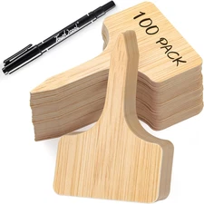 100 Pcs T-Type Plant Labels with Marker Pen Waterproof Garden Tags 3.9x2.4