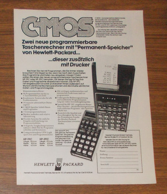 Seltene Werbung HEWLETT-PACKARD HP-19C HP-29 C Taschenrechner C-MOS Drucker 1977