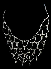 18” ZAD Black Metal Beaded Iridescent Bib Necklace