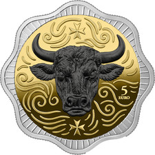 Malta Maltese Ox 5 Euro 1 oz Silber BU 2025 Ruthenium Plating, Yellow Gold
