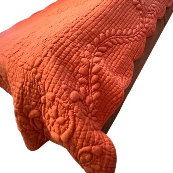 Soft Surroundings French Market Quilt Twin Scalloped Floral Terracotta Bed Dorm - Image 4 of 4