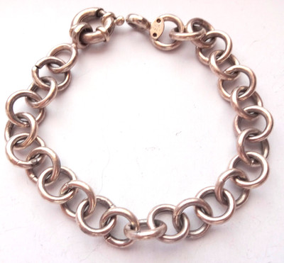 Vintage 7,5'' rundes Gliederarmband Sterlingsilber 925 schwer 17,8 gr kein Schrott Italien
