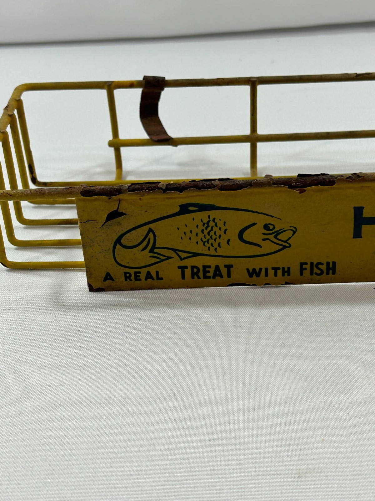 Vintage Hellmann’s Tartar Sauce Rack Display 17"x5"x2.5" “A Real Treat w/ Fish”