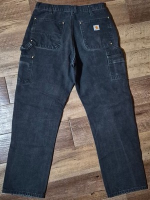 VTG Carhartt Black Double Knee Workwear Pants 32x30 B01 Grunge Carpenter Trouser