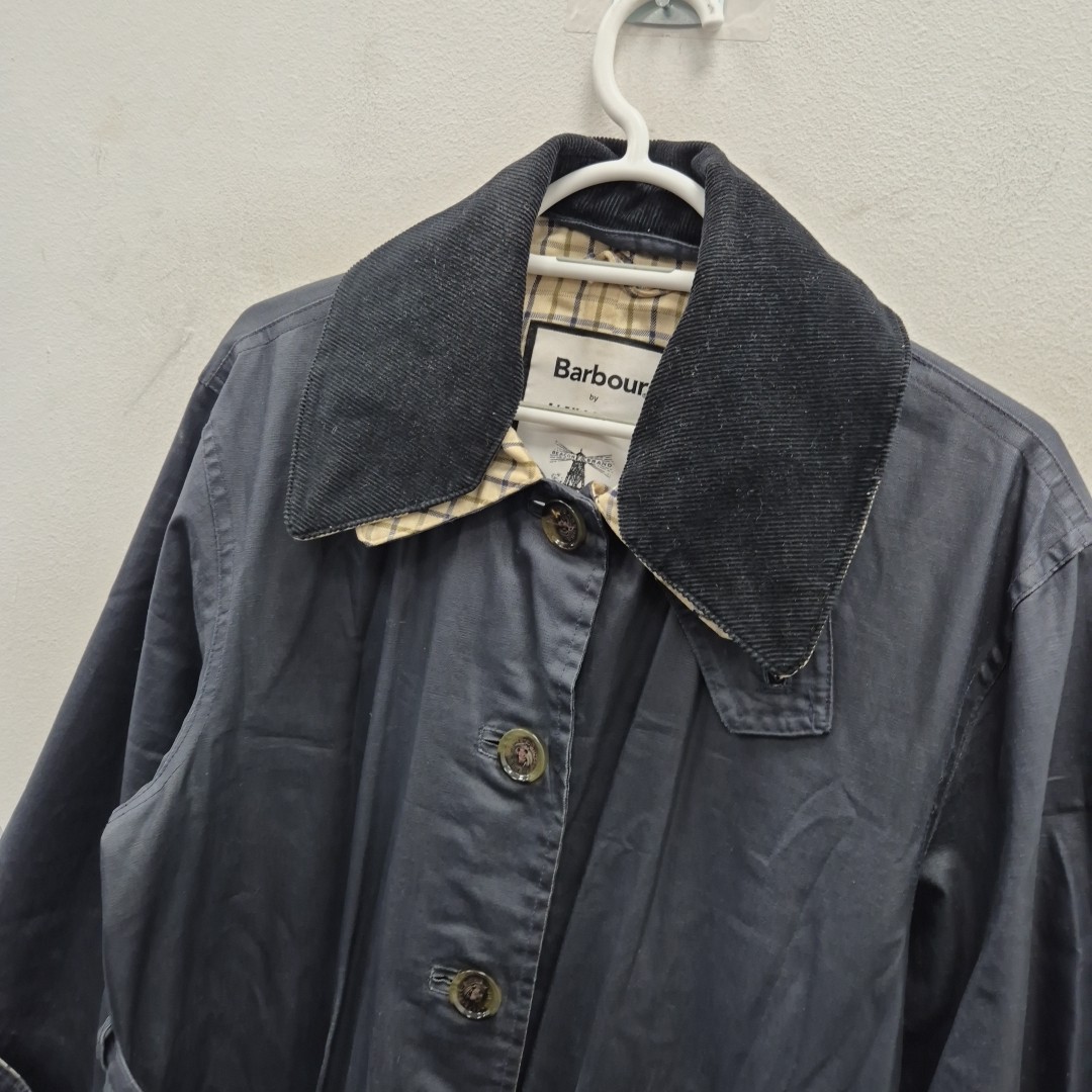 Barbour x Alexachung Mildred Linen Cotton Navy Trench Parka Coat