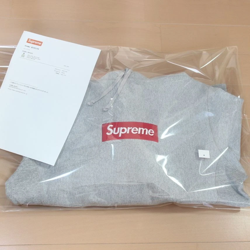 Sweat à capuche gris logo Supreme Box 14Fw