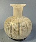 Vintage Murano Zanfirico Latticino Hand Blown Glass White & Clear Bud Vase