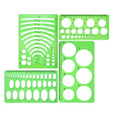 4 Stück Schablone Kunststoff Lineale Kreis Oval Kreis Radius Zeichnung2617