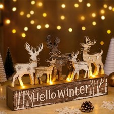 Christmas Reindeer with Lights, Farmhouse Reindeer Centerpiece