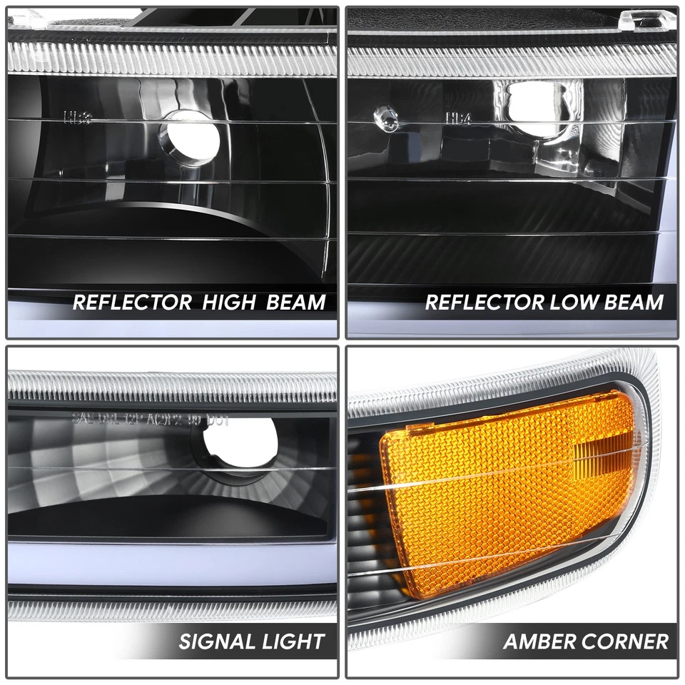 Faros LED Switchback negros ámbar para Silverado Suburban Tahoe 1999-2006 Foto 3 de 4