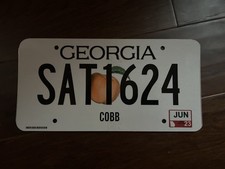 License Plate, Georgia, Passenger SAT 1624 Cobb County June 2023 Sticker (EUC)