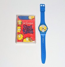 Vintage Simpsons Blue Bart Watch + Sing The Blues Cassette 1990