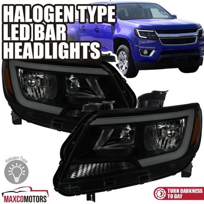 Smoke Fits 2015-2022 Chevy Colorado LED DRL Halogen Type Headlights Left+Right