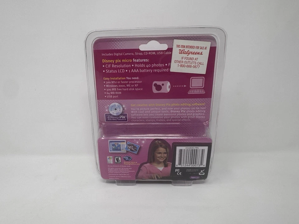 Disney Pix Micro Digital Camera Pink Mickey Mouse Ears Sealed New - Image 2 of 4