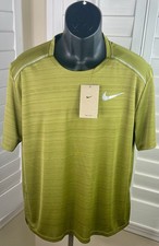 Nike Dri-Fit Miler Running SS Olive Green Training Shirt AJ7565-307, Men L - NWT