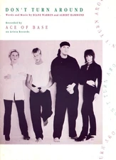 1986 Sheet Music ~ DON’T TURN AROUND ~ Ace of Base ~ Vintage! New!