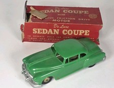 Vintage 1950s Marx De Luxe Sedan Coupe Friction Drive Toy Car w/ Partial Box