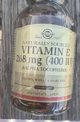 Solgar Vitamin E Alpha Dietary Supplement 268mg 400 IU 250 Softgels ex9/26