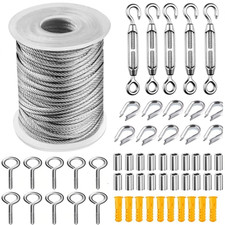 Garden Wire Rope 2Mm Stainless Steel Heavy Duty Kit, M5 Coated with Turnbuckles 