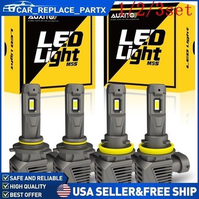 4/8X AUXITO H11 9005 LED Headlight Kit High Low Beam Bulb 6500K White 100000LM K