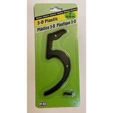 3D Black Plastic House Number 5 HY-KO 4 inch