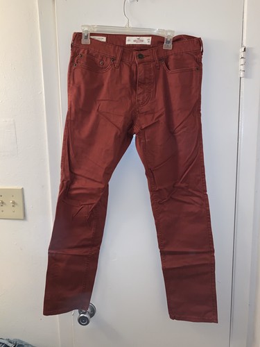 Hollister Mens Pants W30x L30; Burgundy 