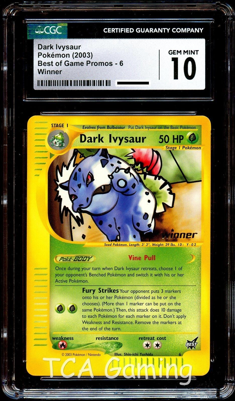 CGC 10 GEM MINT Dark Ivysaur # 6 WINNER Best of Game PROMO Pokemon Card
