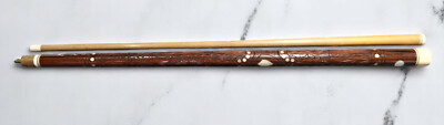 Vintage 70s Japanese-made Adam A/H-46 Saturn carved pool cue MOP inlay 1 owner