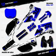 White & Blue Slick Racing Graphic Kit fit Yamaha YZ250F YZ450F 03-05 YZF 250 450