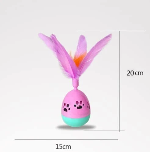 Tumbler Cat Polly Toy Treat with Feather Interactive Rolly Toy Despensing