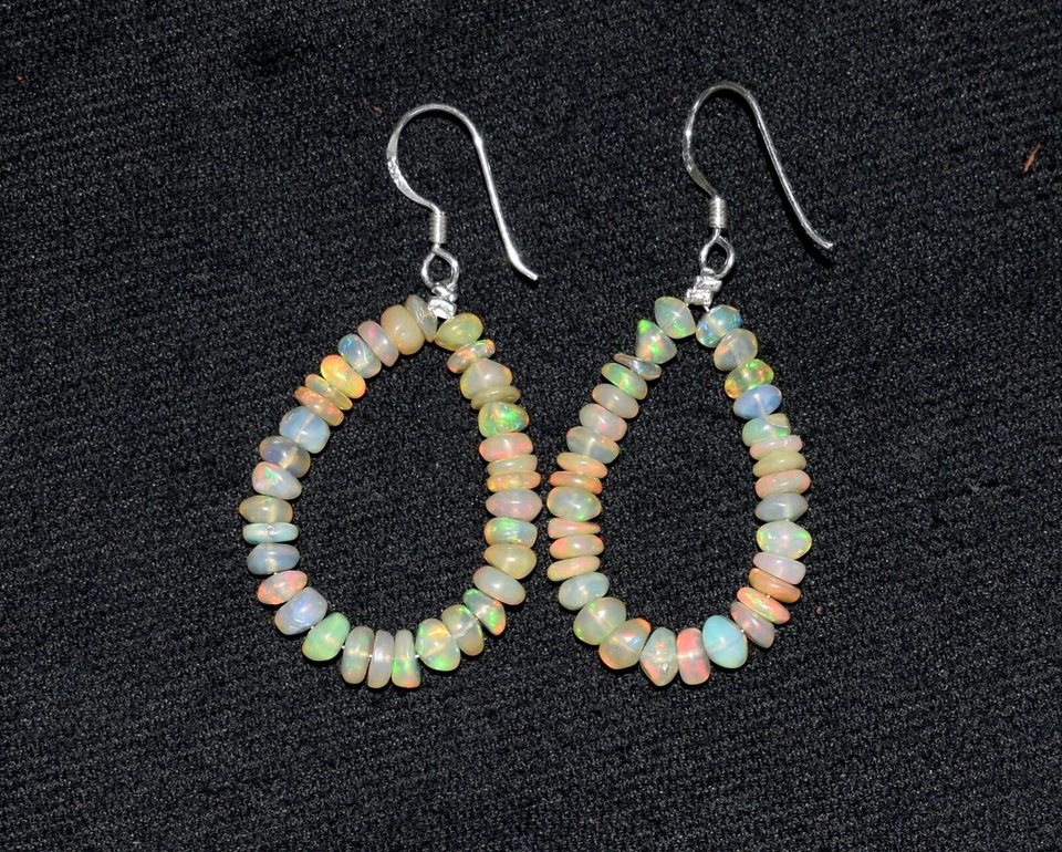 Ethiopian Opal Gemstone Beads Earrings 925 Sterling silver earrings Jewelry - Image 2 of 4