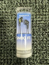 MAGNAVOX SNUG FIT EARPHONES BLACK SMOOTH BASS 15mm Driver Brand New  113 