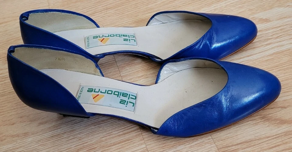 Vintage Liz Claiborne 7 1/2 M Blue Kitten Heels Women's Foto 4 de 4