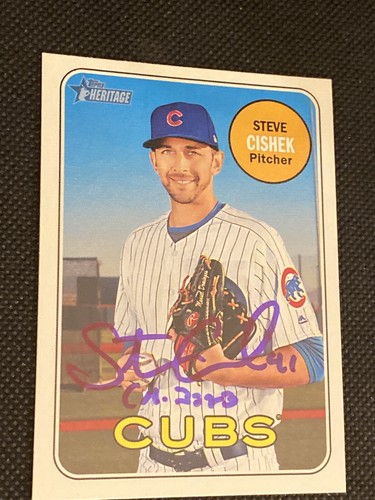 Steve Cishek Cubs signed Auto handsigniert 2018 Topps Heritage Card #653 ~ COA - Bild 2 von 5