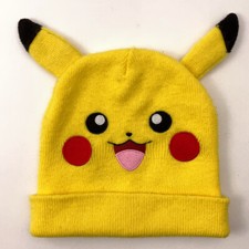 Pikachu character face ears winter hat