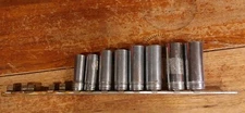 Snap On SFS Series 3/8" Drive Deep Socket Set ~ 8 Sockets & Socket Rail