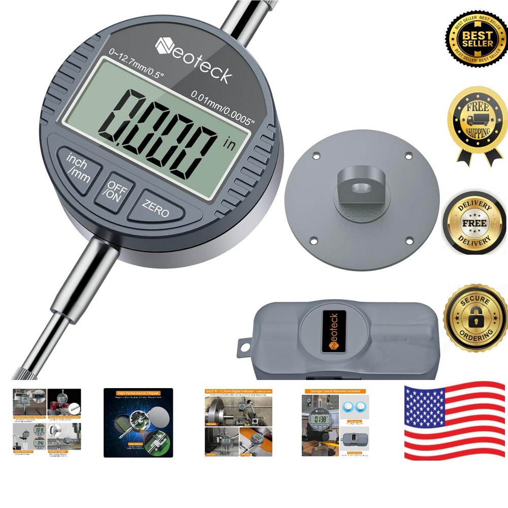 Precision Digital Dial Indicator 0.01mm 0.0005 Inch High-Accuracy Industrial Measuring Tool