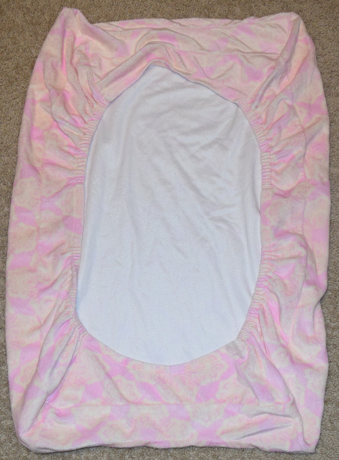 Jill McDonald Changing Table Baby Mattress Cover Light Pink w/ Off White Floral