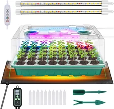 Seed Starter Tray with Grow Light and Thermostat Controller Heat Mat, 10"X 20.75