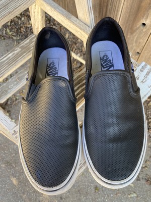 vans asher black leather