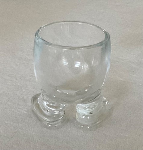 Egg Cup Footed Feet Shoes.  Easter Decoration. Clear Glass - Picture 3 of 5