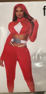 Forplay Women's Powerful Sexy Superhero Top & Leggings Costume CG2 Red Size L/XL