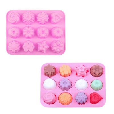 Blume Seifenform 12 Multi Form Silikon Herz Rose Kuchen Glasur Kerze Badebombe