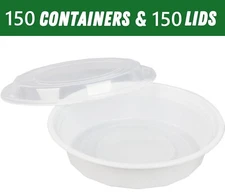 150 Set Microwavable Food Containers with Lids BPA Free Reusable Meal Prep 32 Oz